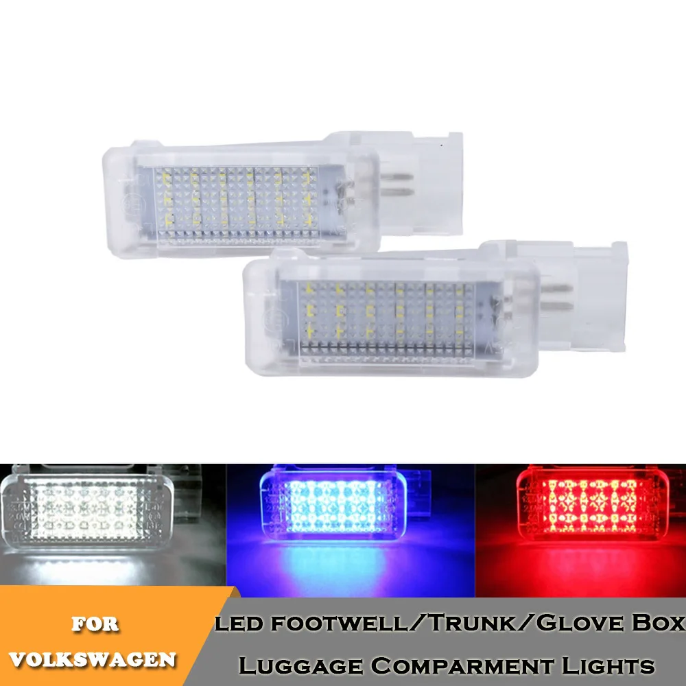 Trắng Xanh Đỏ Led Nội Thất Footwell Đèn Xe Volkswagen Tourareg Tiguan Sharan Scirocco Polo Passat Jetta Golf 5 6 Tự Động đèn