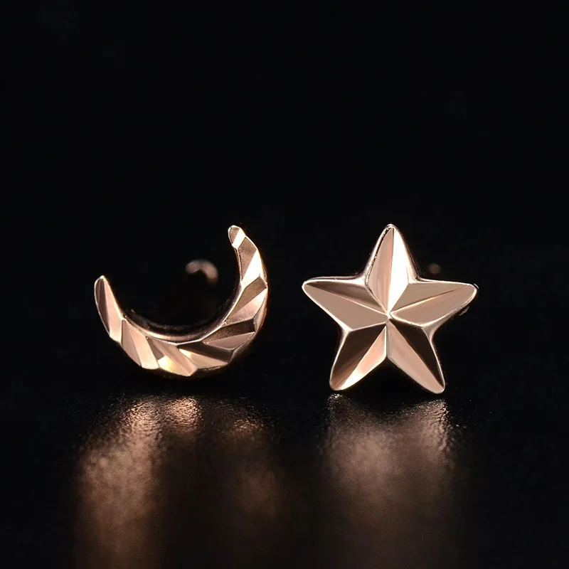 SA SILVERAGE 0.65g Fashion Small Earrings Joker 2021 Love Fine Jewelry Stars Moon Earrings 18K Rose Gold Earrings