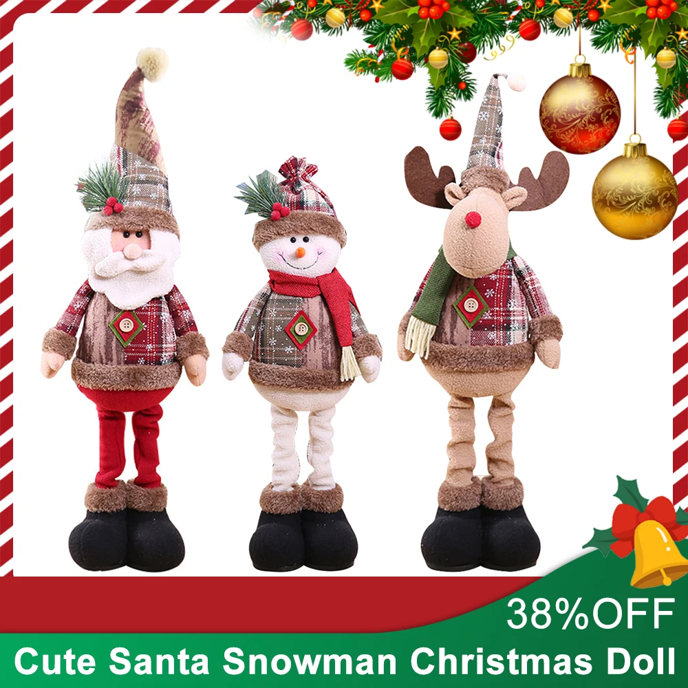 Christmas Decoration Doll Cute Santa Snowman Deer Shaped Doll Home Decor Christmas Tree Hanging Ornament 2022 New Year Gift