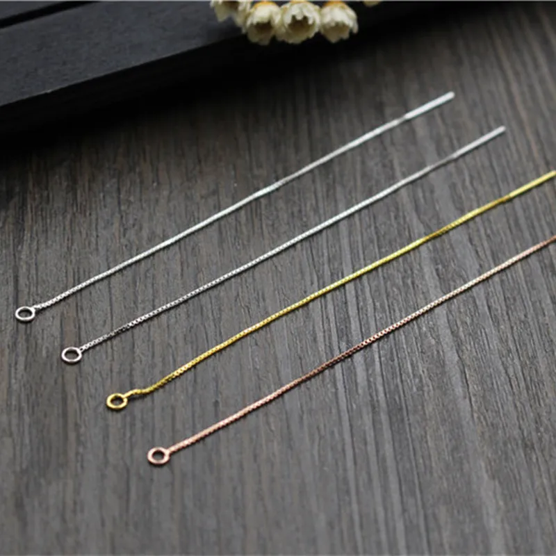 925 Sterling Silver Earring DIY Jewelry Accessories Box Chain Ear Line Ear Wire for Women Earring DIY Jewelry Findings Making