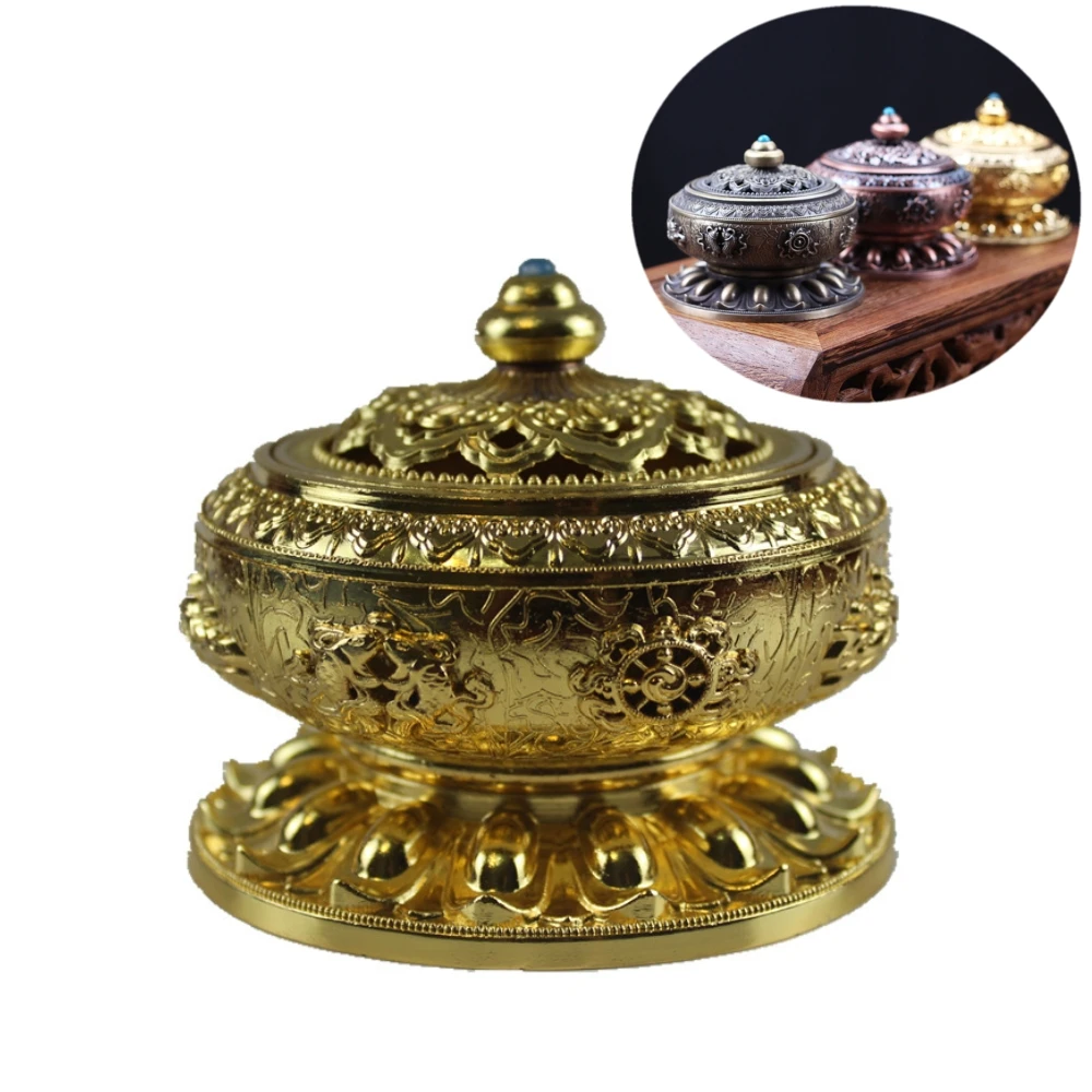 Auspicious Eight Treasure Lotus Incense Burner Tibet Tantra Lotus Flower Censer