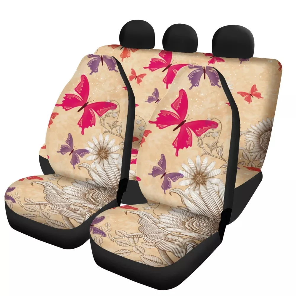 

Butterfly 3D Printing Women's Car Seat Cover Set, Front And Rear Seat Cover, Durable And Comfortable Decorative Cover Protector