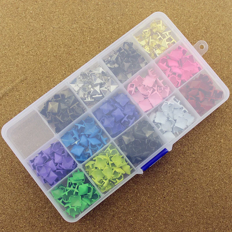 420pcs Colorful 9mm Square Pyramid Claws Rivets For Leather Punk Spikes And Studs For Clothes Bag Belt Diy Accessory