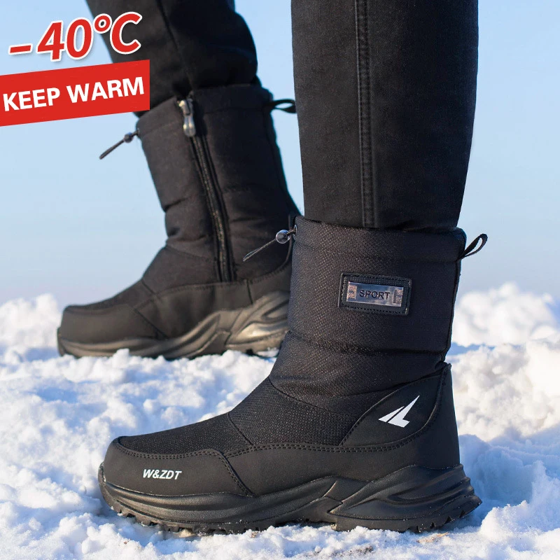 Botas de nieve impermeables y antideslizantes para hombre, zapatos con plataforma y cremallera, talla 40, para invierno, 2022