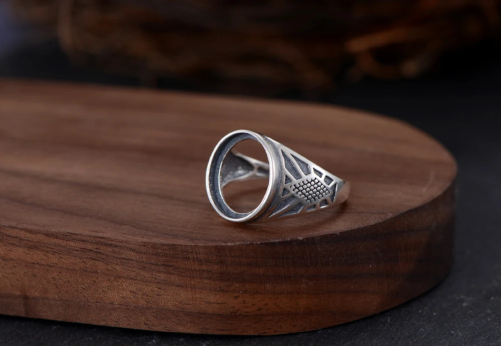 Ring Blank (11x13mm Oval Blank) Adjustable Thai Sterling Silver Ring Setting Oval Cabochon Ring Base