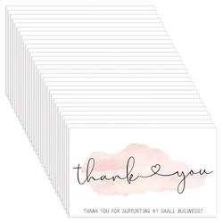 30pcs/pack Pink Thank You Card For Supporting Business Package Decoration Business Card Handmade With Love For Sellers Show