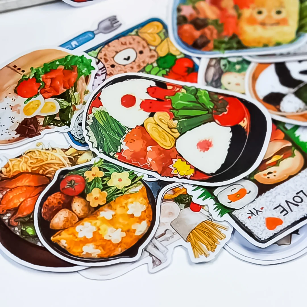 18PCS Cute Japanese Bento Paper Stickers Crafts And Scrapbooking Stickers Kids Toys Book Decorative Sticker DIY Stationery