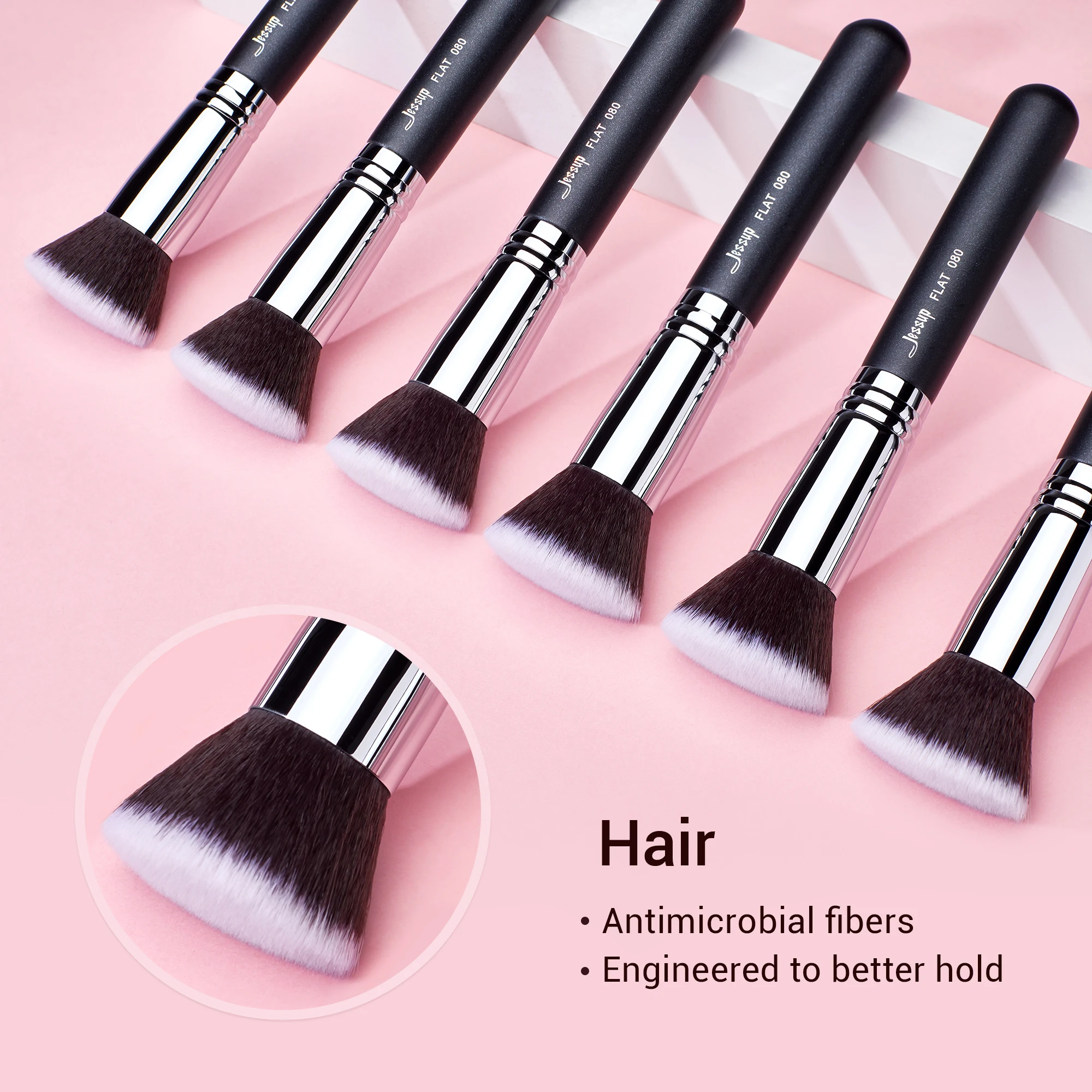 Jessup-brochas para base de maquillaje, brocha de maquillaje facial, corrector de contorno en polvo, colorete, resaltador, pelusa redonda plana para