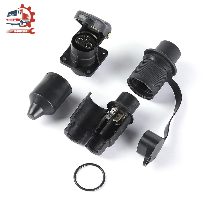 AOHEWEI 3Pin Trailer Plug Towing Socket Connector 12V Screw End 3 Way Male Female Truck Part for Electrical Caravan Vehicle