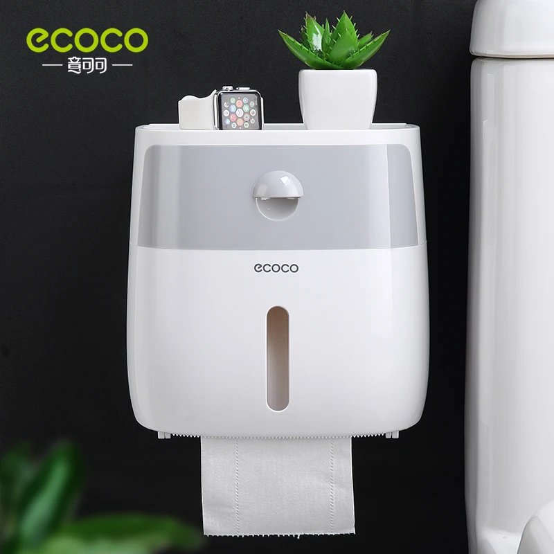 ECOCO Double Layer Dispenser Tissue Box Wall Mounted Paper Towel Holder Bathroom Storage Case Drawer Living Room Toiletries Tool