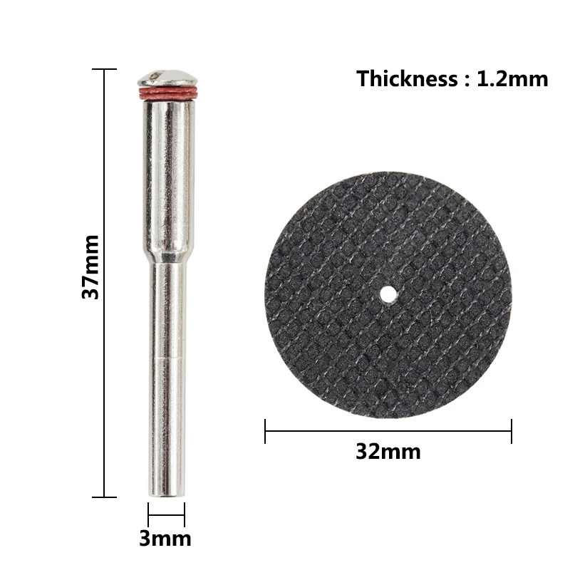 CMCP 10pcs 32mm Metal Cutting Disc For Dremel With 1pc 3mm Mandrel Resin Grinding Wheel Abrasive Tools Circular Saw Blade