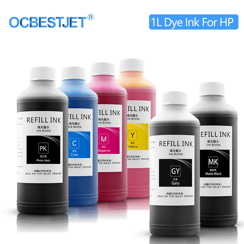 1000ML*6 Dye Ink For HP 72 Refill For T610 T620 T770 T790 T795 T1100 T1120 T1200 T1300 T2300 T1100 T1100PS T1120 T1120PS Printer