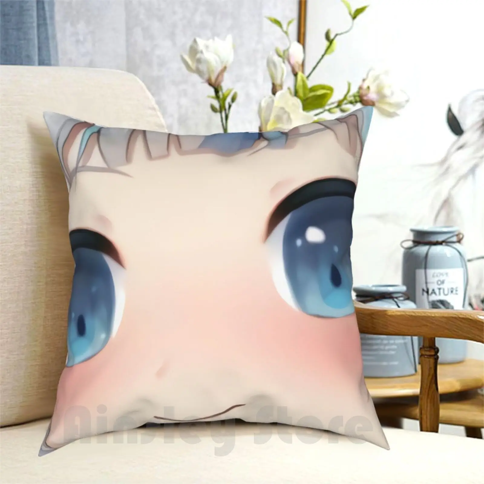 Gawr Gura Big Eyes Emote-Hololive #Hololiveenglish #Holomyth Pillow Case Printed Home Soft Throw Pillow Gawr Gura Gawr