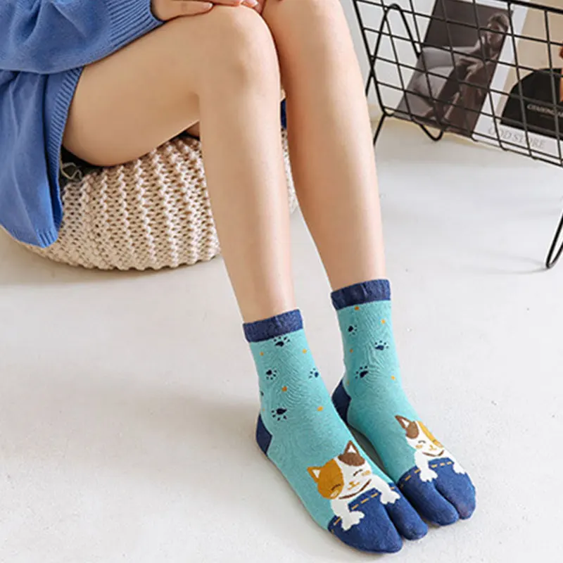 Two Finger Socks Unisex Japanese Kimono Flip Flop Sandal Split Two Toe Sock Tabi Ninja Geta Socks Women Men tabi socks таби