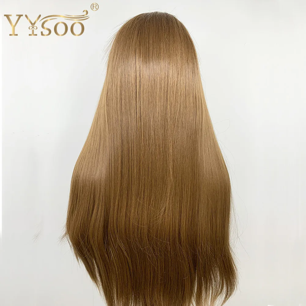 YYsoo-peluca rubia larga y sedosa para mujer, pelo sintético con malla frontal 13x4, resistente al calor, fibra Natural