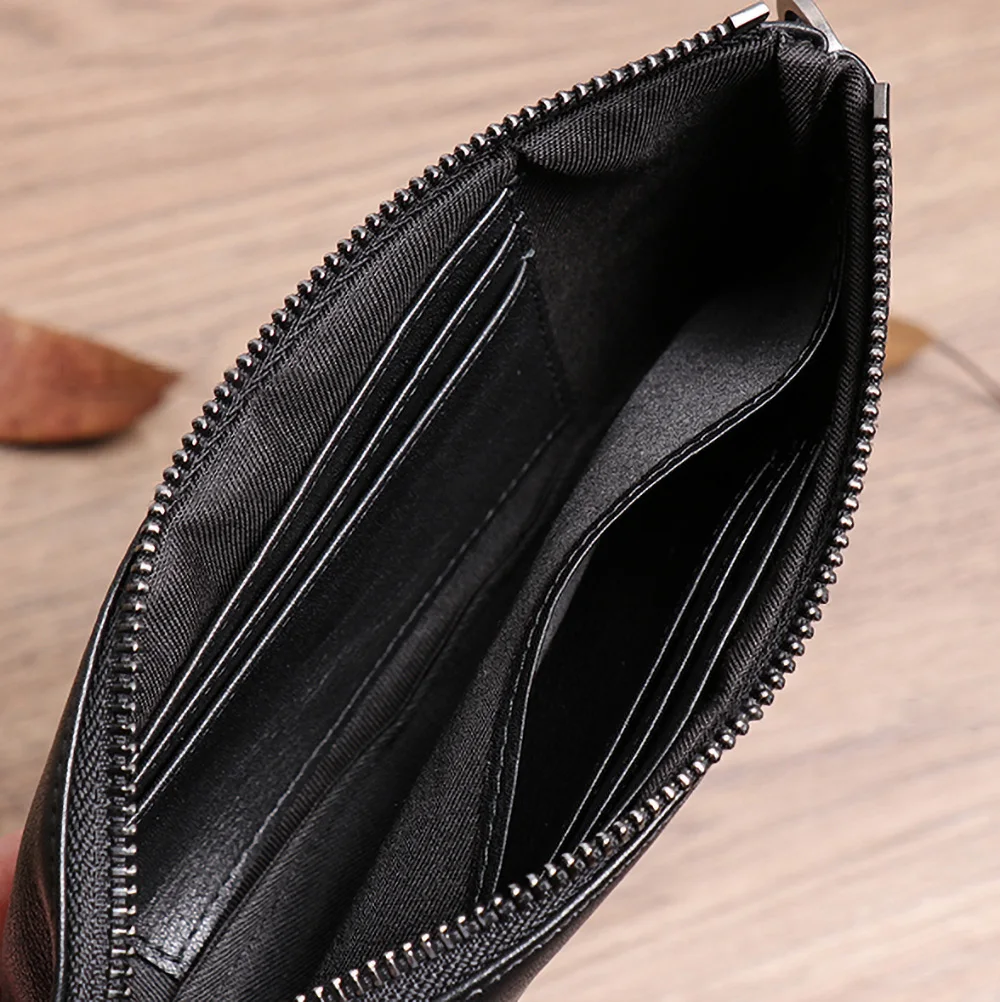 ZRCX-Bolso de mano de gran capacidad para hombre, Cartera de cuero de vaca de capa superior, informal, suave, larga, para teléfono móvil