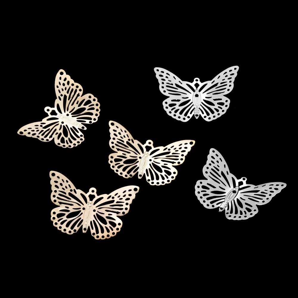 20/30Pcs Butterfly Filigree Wraps Metal Charm Pendant Connectors Crafts for DIY Jewelry Making Accessories Supplies