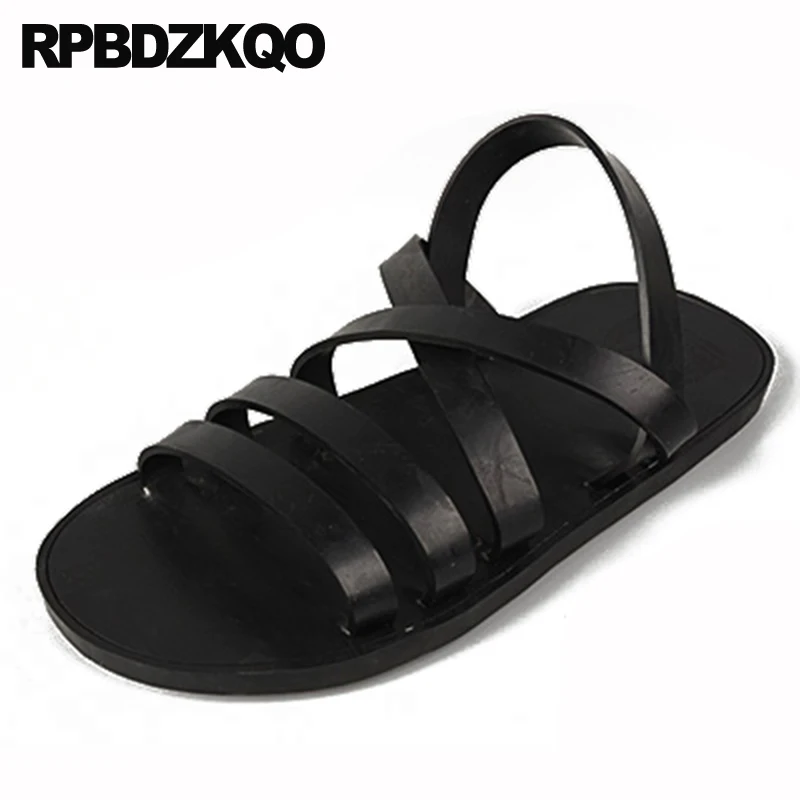 Men Gladiator Sandals Summer Large Size Famous Brand Water Plus Toe Loop Shoes 46 Roman Strap Black Waterproof 2021 Flat Rubber