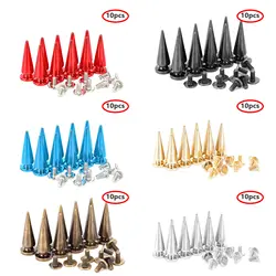 10 Sets 10*26MM Cone Studs Punk Rivets Spikes DIY Craft Cool Punk Garment Rivets For Clothes Bag Shoes Leather DIY Handcraft