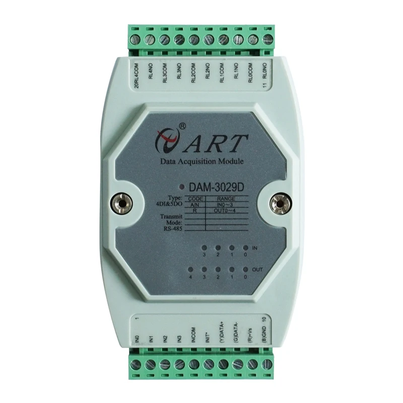 

DAM3029D 4 way isolated digital input 5 way A-type power relay output switch data acquisition module Modbus RTU connected PLC