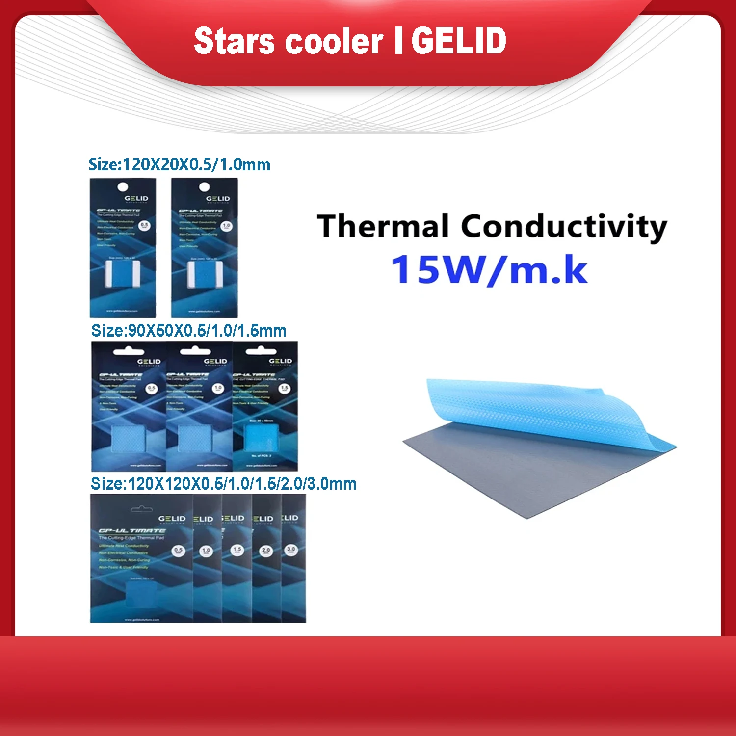 GELID – coussinet thermique gp-ultimate 15 w/m.k, adapté aux cartes graphiques CPU/GPU, haute performance, en silicone