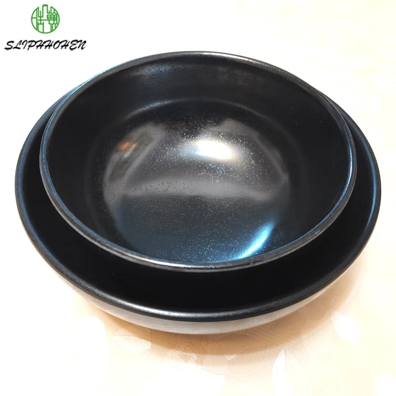 

Round Noodles Bowl 6 Inch 7 Inch Imitation Porcelain Dinnerware Restaurant Hotel Black Frost A5 Melamine Bowl Dinnerware