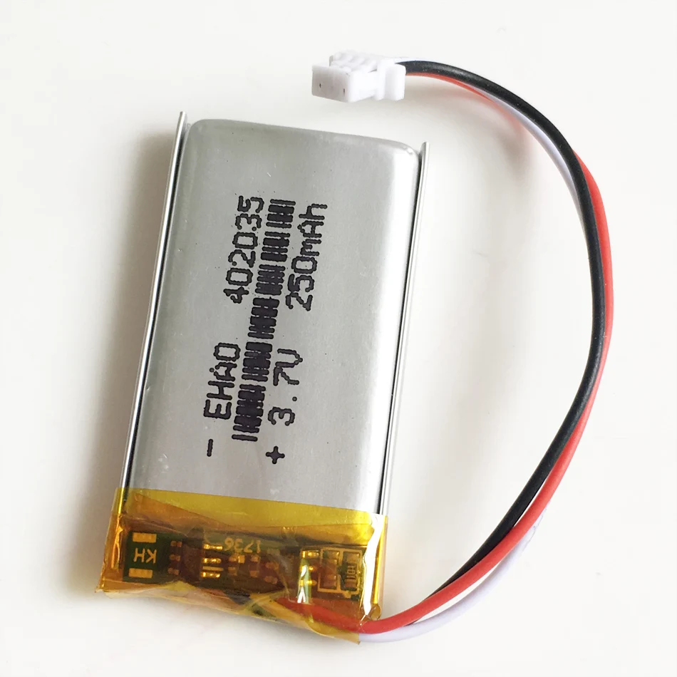 2/5/10 szt. Akumulator Lipo 3,7 V 250 mAh 402035   + Wtyczka JST 1,0 mm 3-pinowa do nagrywania bransoletki MP3 GPS Bluetooth