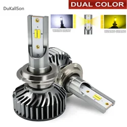 LED Canbus H1 H3 9005 HB3 9006 HB4 H8 H9 H11 H7 H4 LED Bulb 6000K 3000K 4300K MINI Car Headlight Dual Colors White Yellow Light