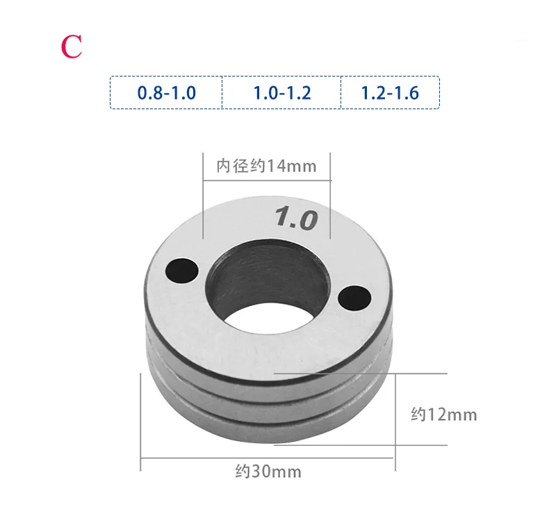 Welding Feeder Roll Groove 0.8mm 1.0mm 1.2mm Size 30x14x12mm For Mig Wire Feeder