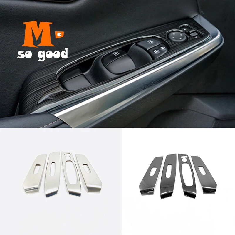 

for Nissan Sentra 2020 Armrest Door Window Glass Lift Control Switch Cover Trim Car Styling Accessories Stainless Steel 4pcs