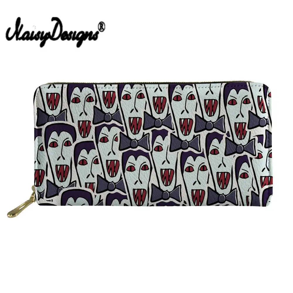 NOISYDESIGNS Gothic Long Wallets Women Cartoon Vampire Purses PU Coin Purse Card Holder Wallets Female Clutch Money Bags