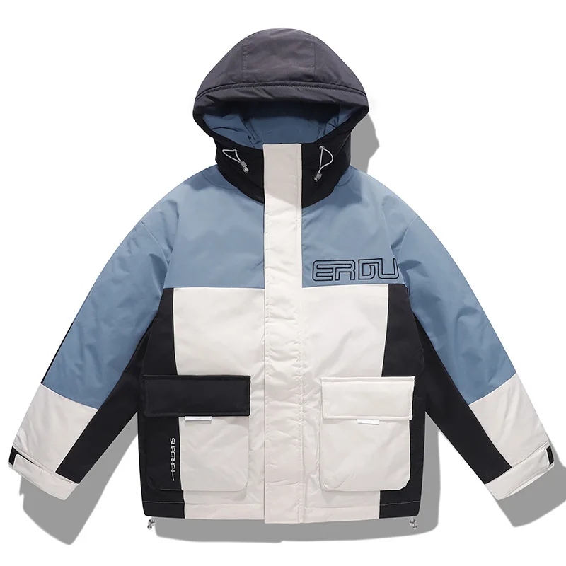 

Men's Winter Puffer Jacket Thicken Winter Coat Warm Outwear Hood Patchwork Color Coat Plus Size 4XL Down Jacket Man's Winter
