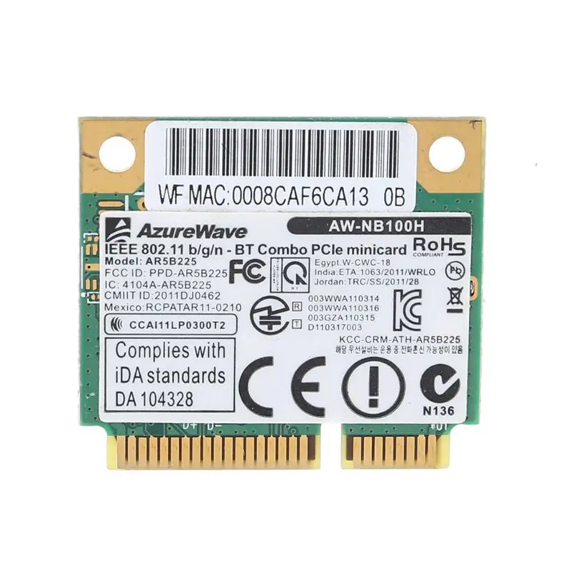 

New AW-NB097H AW-NB100H AW-NB126H AR9485 AR3012 AR5B225 300Mbps Half Mini PCI-Express BT4.0 Wlan Wireless Wifi Card