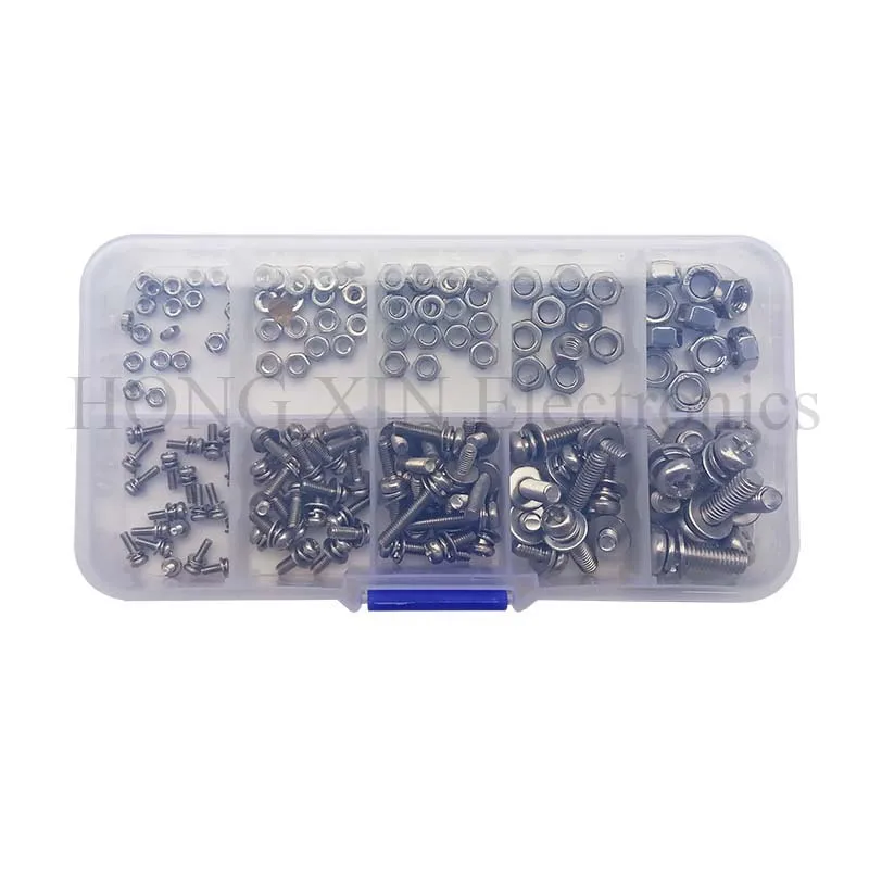 160 Stks/set Rvs SS304 Schroeven Ronde Kop Schroeven Moeren Bouten Assortiment Kit M2 M2.5 M3 M4 M5