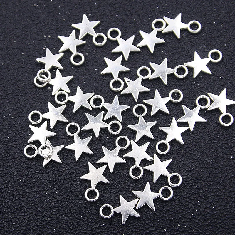 100PCS 8*11mm 3 Color MINI Five-pointed Star Charms Metal Zinc Alloy Pendant For DIY Handmade Jewelry Charms Makings