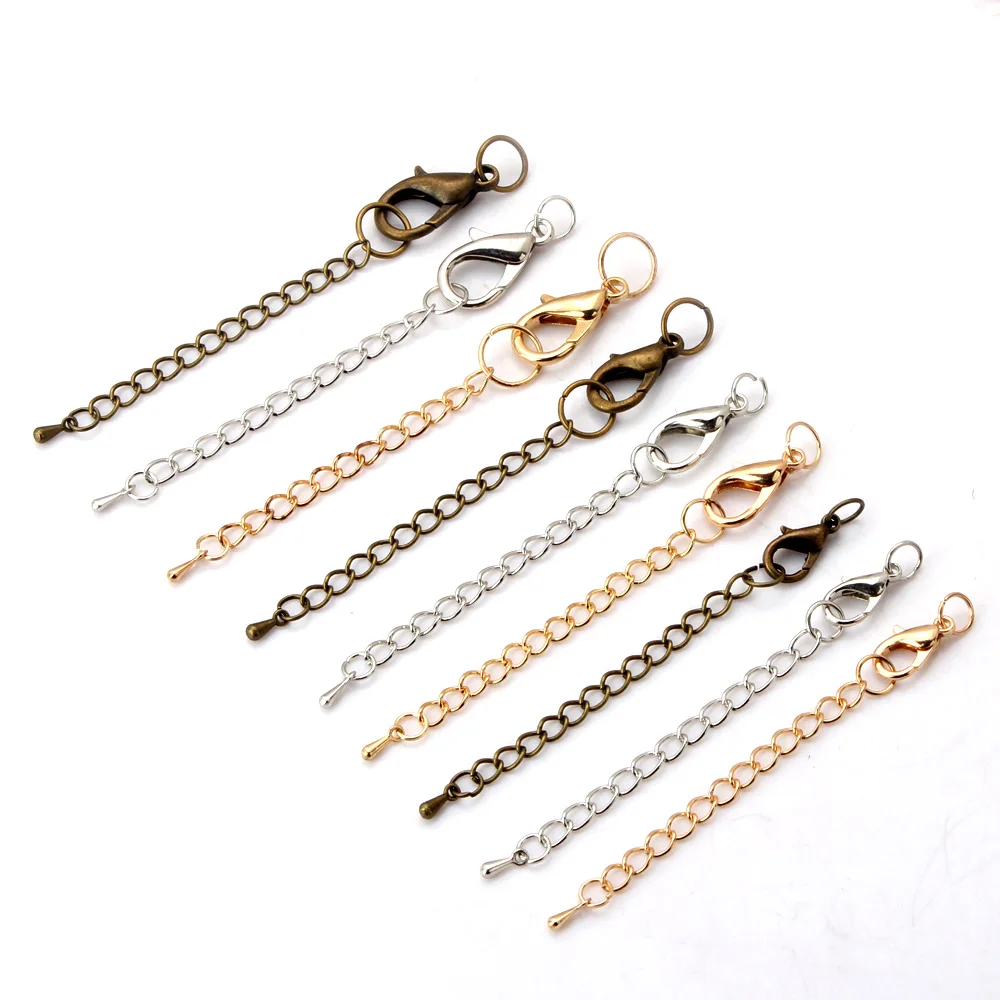 10/12/14/16/18 / 21MM 12 pieces / hand  plating DIY necklace bracelet lobster buckle extended chain tail jewelry making