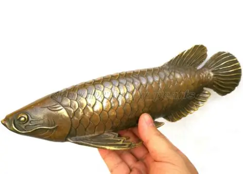 Collectible Antiques antique excellent Asian Oriental Old Bronze fish Statue 27c