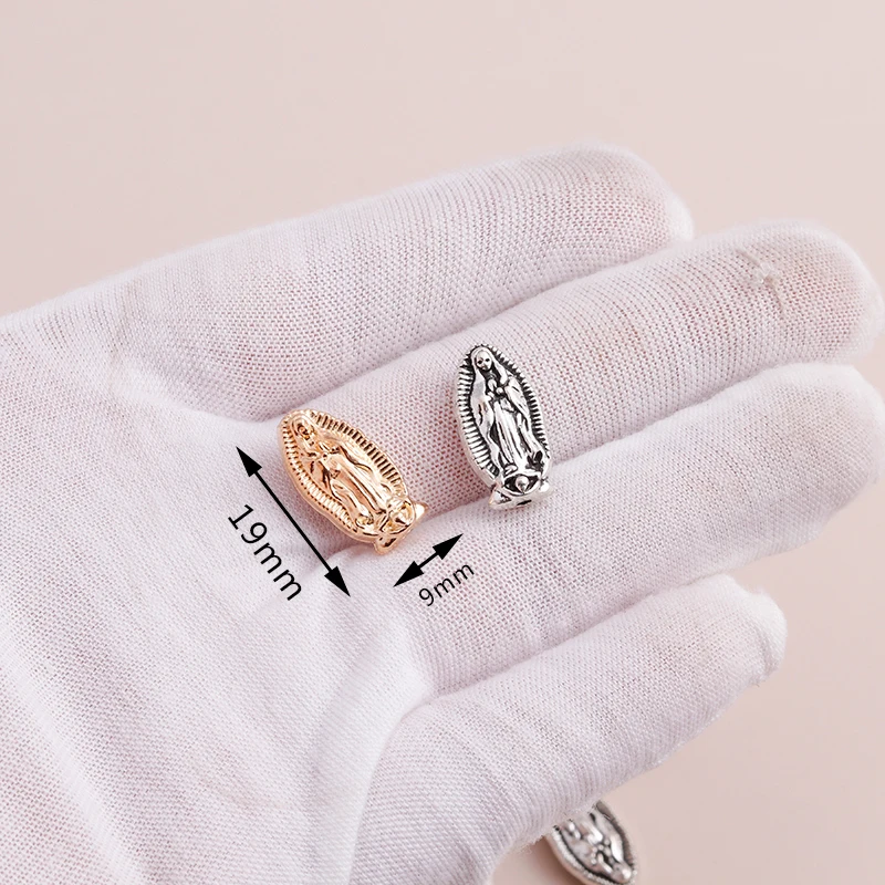 8 Stück 9*19mm Zinklegierung Spacer Perlen Jungfrau Maria Charms Anhänger für DIY Mode Halskette Schmuck Armband Herstellung Zubehör – Detail 1