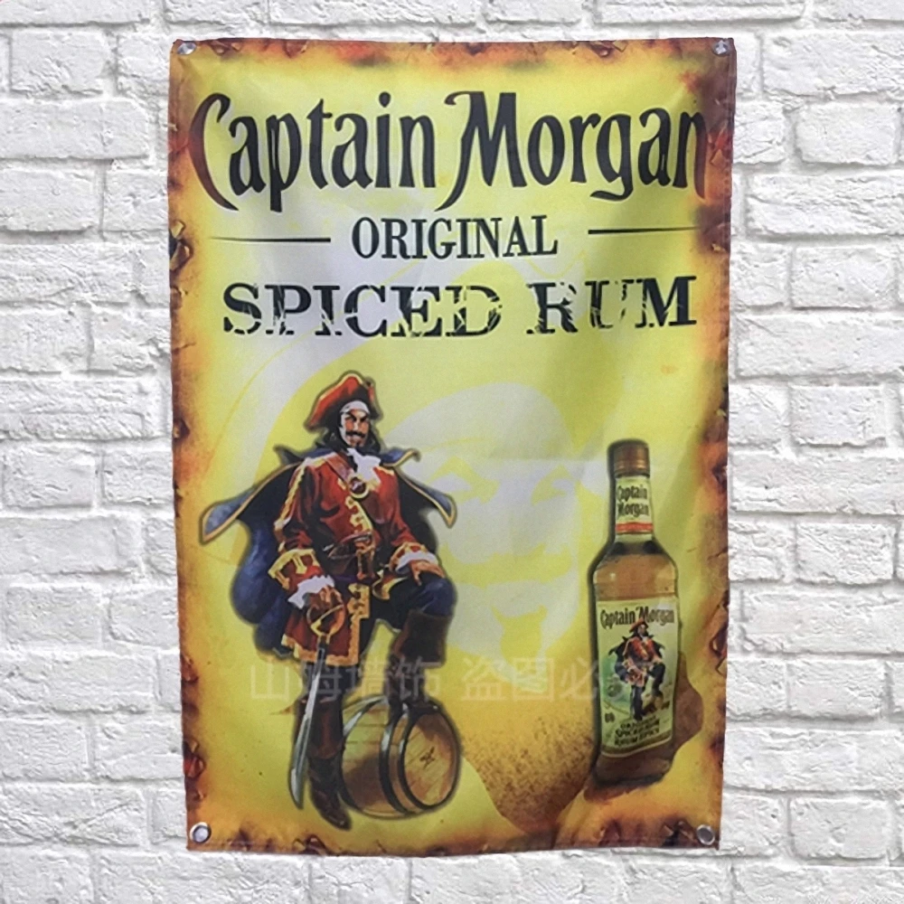 

Captain Morgan Beer Poster Banners Bar Cafe Hotel Wall Decor Hanging Art Waterproof Cloth Polyester Fabric Flags Theme Painting