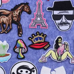 Eiffel Tower Iron on Patches for Clothing Badges Cute Stickers on Children's Clothes Strawberry Embroidered Patches for Clothing