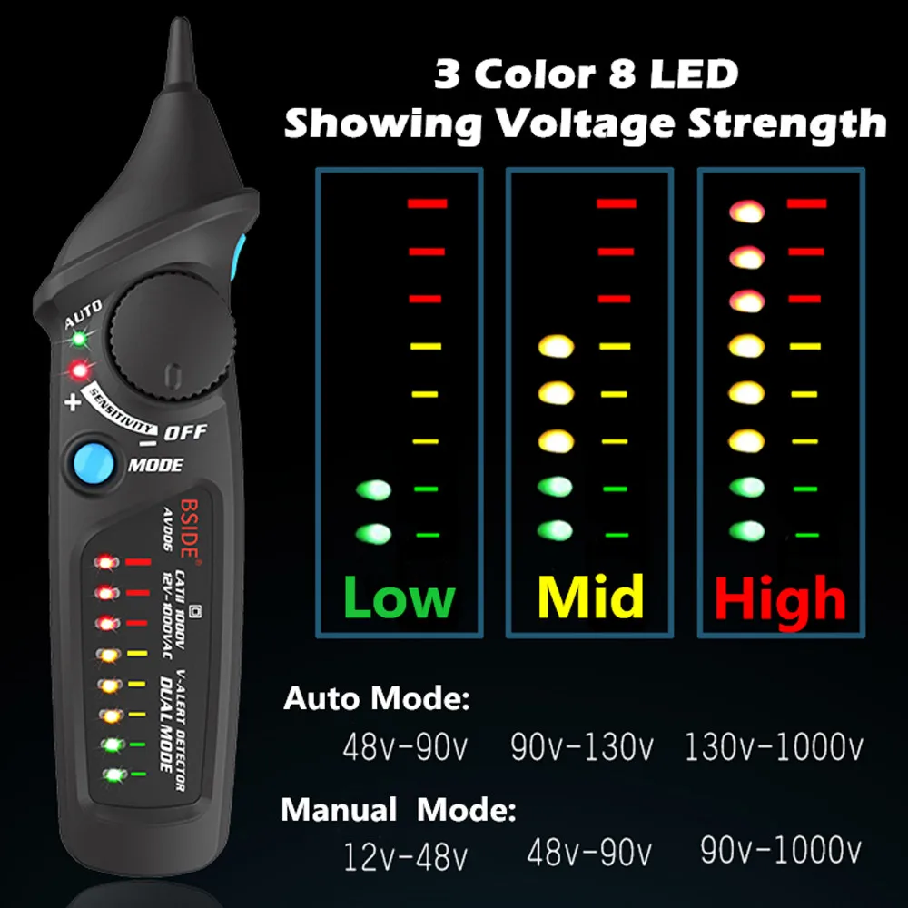 AVD06 NonContact Voltage Detector Indicator Tester Socket Wall AC Power Outlet Live Test Pencil Multimeter NCV Continuity Tester