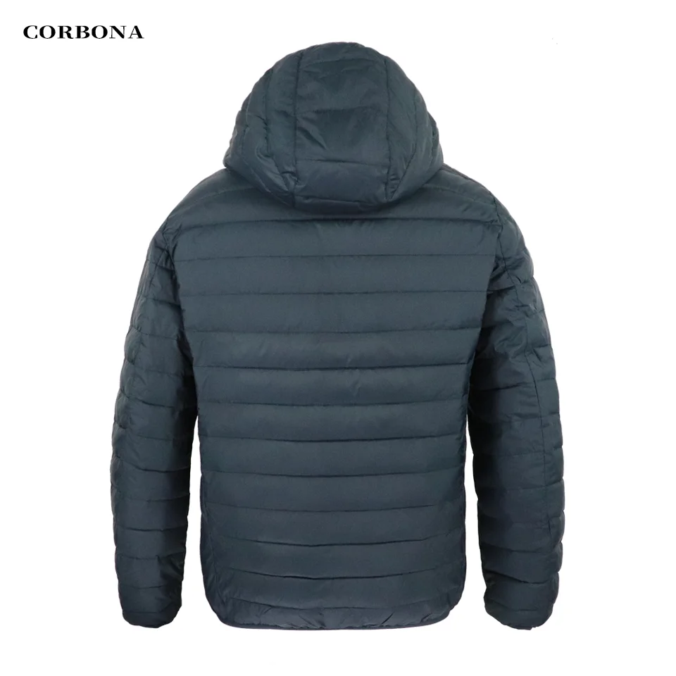 CORBONA 2024 Autumn Business Casual Mens Oversize Winter Coat Selected Cotton Light Jacket Male Windproof Parka Detachable Hat