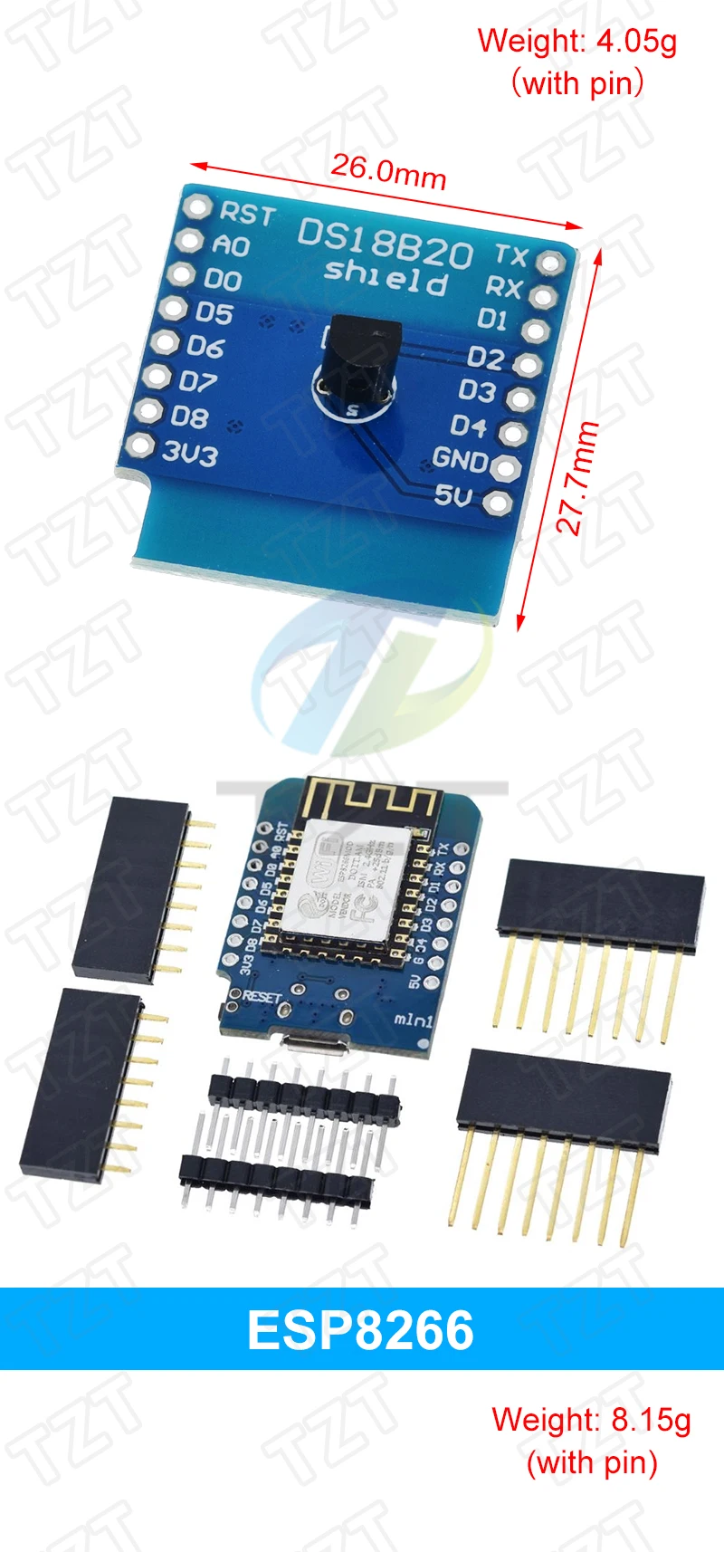 Esp8266 D1 Mini Pro WLAN-Entwicklungsboard Nodeu Ws2812 RGB Dht11 Dht22 Am2302 Relais Ds18b20 Bmp180 Motor für Arduino DIY-Kit – Detail 7