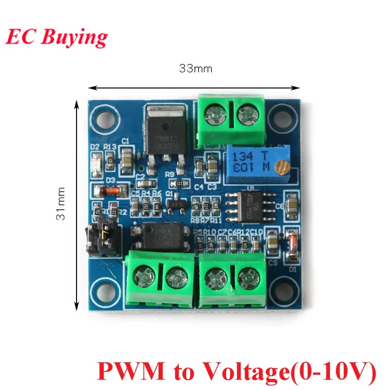 PWM Frequency to Voltage Converter Board Module 0-1KHz to 0-10V 0-10V to 0-10KHz Voltage to PWM Frequency 0-100% 0-5V Adjustable