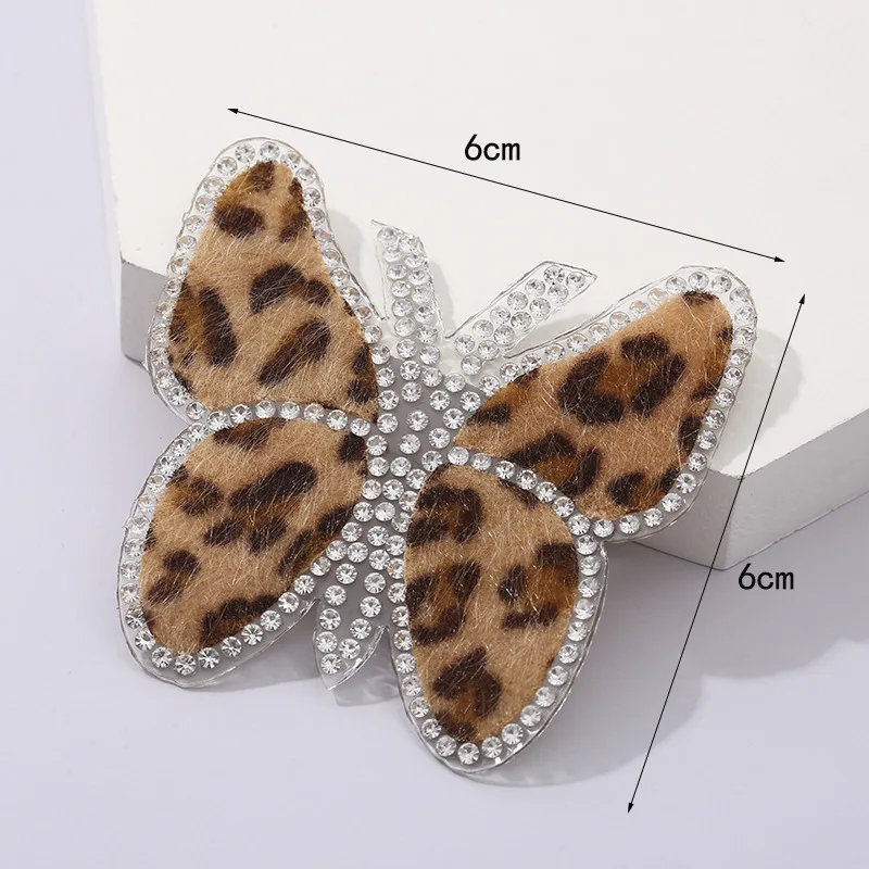 10 Pcs Leopard Print Heart Star Letter Bow Sequin Applique Embroidered Patches for Clothing Hot Fix Butterfly Iron on Patch