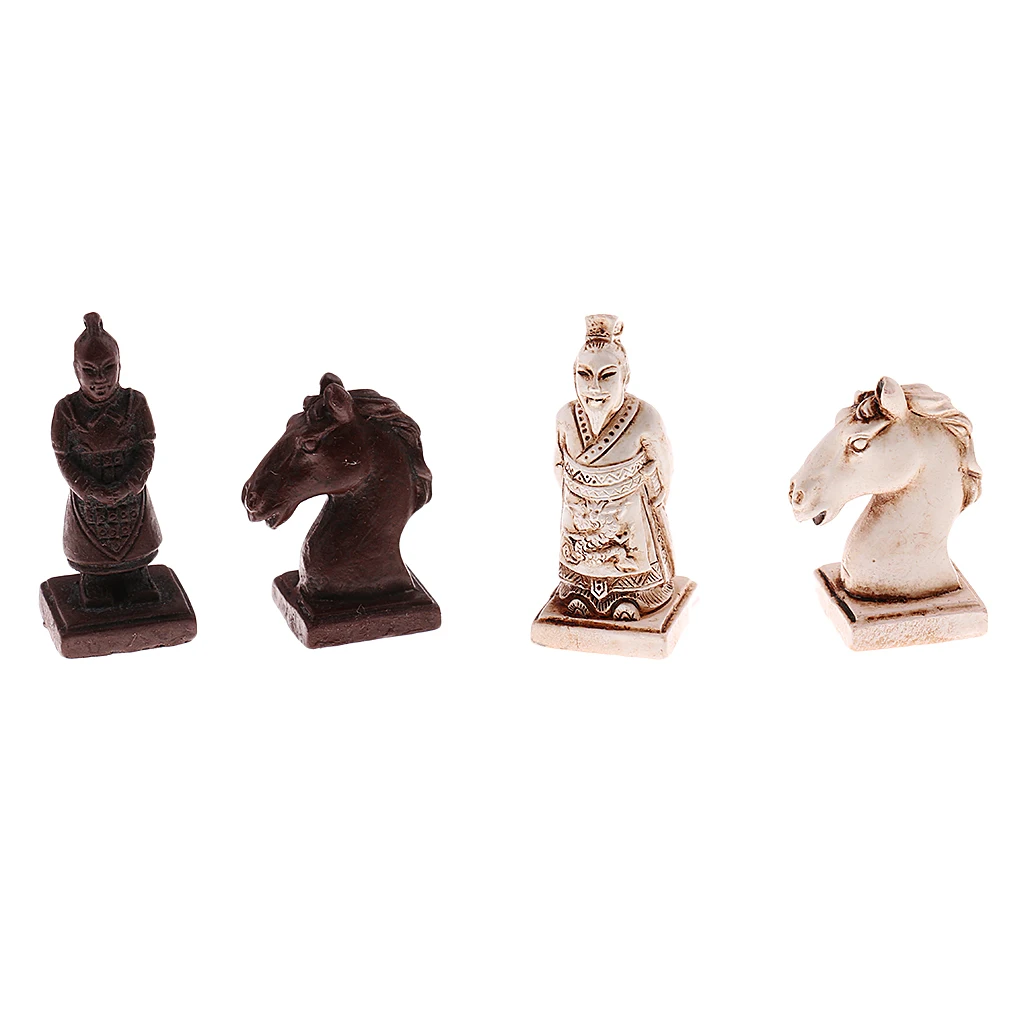 32Pcs/Set Resin Traditional Chinese Chess with Coffee Wooden Table Vintage Board Game Toys Collection Gift