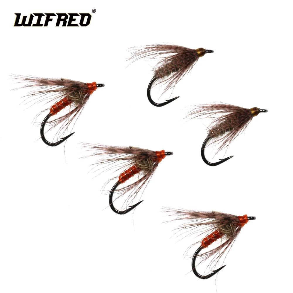 WIFREO 8pcs #14 Hare's Ear Soft Hackle Fly Hare’s-Ear Nymph Wet Flies Trout Fly Fishing Lure Baits