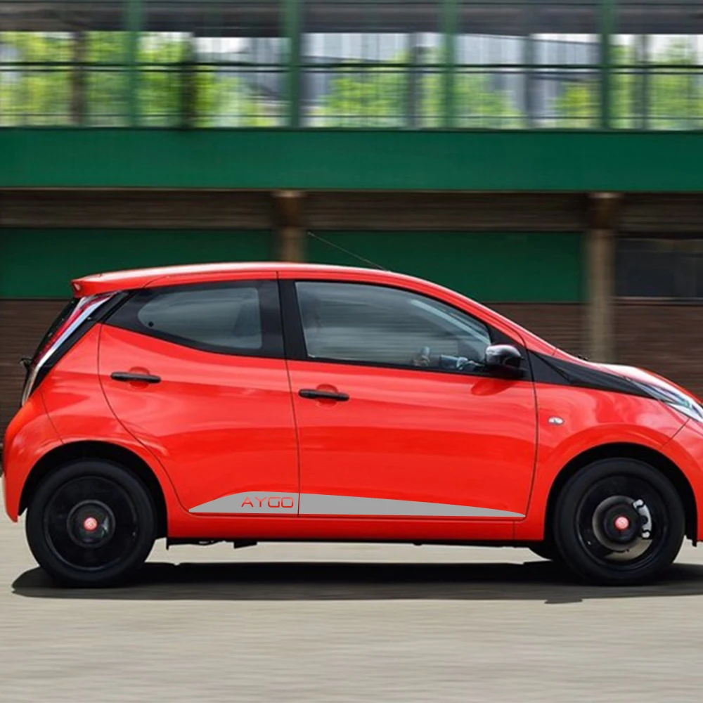 2Pcs Long Side Stripes Car Stickers Vinyl Film Auto Decoration Decals For Toyota AYGO DIY Sports Styling Car Tuning Accessories