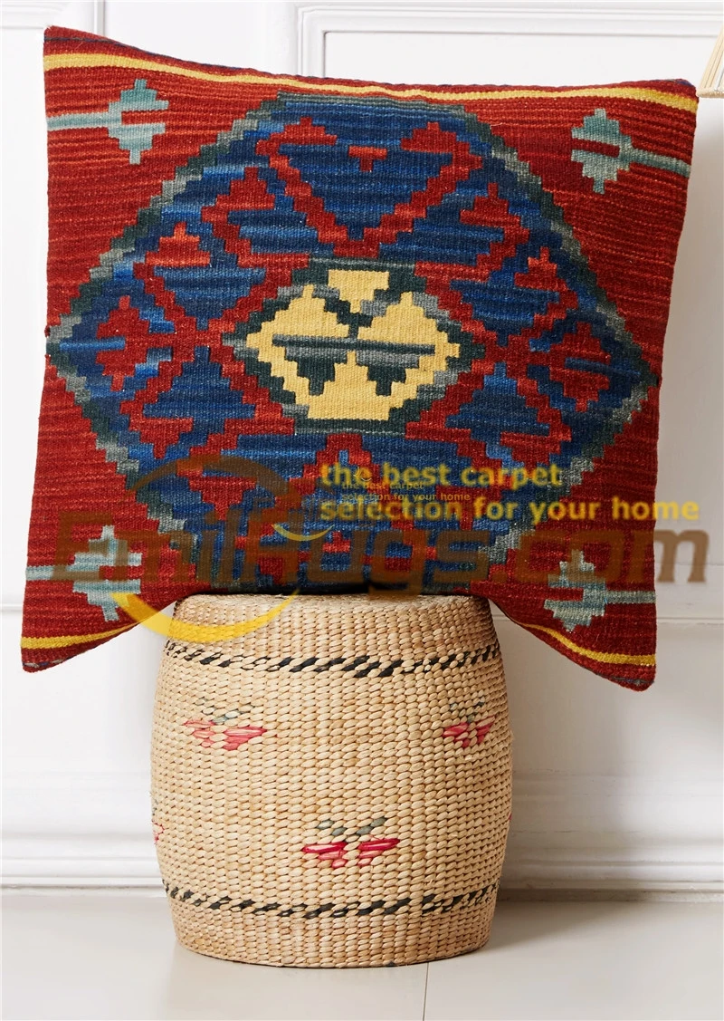 knot pillow Wool Kilim Floral  /  Cover Hand Woven Wool Fancy 19 French Country Chichabby Vintage  Ofa Decorative