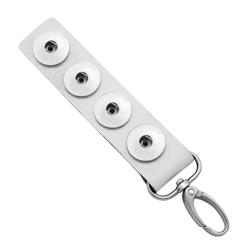 PJ8002 Hot sale new 4 buttons Hangable 10 colors leather snap Keychains fit DIY 18MM snap buttons snap jewelry wholesale